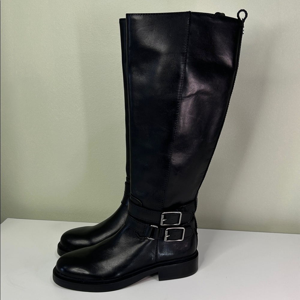 Sam Edelman FREDA Black Leather Knee High Riding Boots 5.5M NWOT